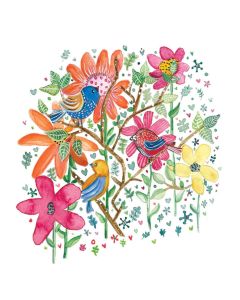 Card - Bright Flowers & Birds by Shaney Hyde