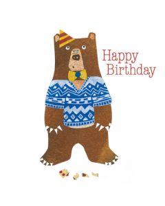 Card - Happy Birthday Bear in a Sweater by Ruth Waters