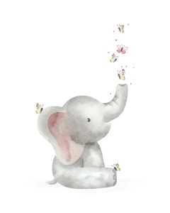 Card - Elephant & Butterflies by Sannadorable 