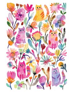 Card - Cat's In The Garden by Subhashini Narayanan Narayanan