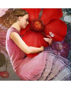 Card - Girl Hugging Flower by Catrin