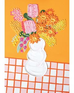 Card - Pink, Yellow & Orange Native Blooms in a Vase by Alex Mason