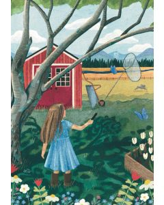 Card - Girl Playing Outside of a Barn by Elisabeth Dorrian