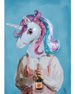 Card - Champagne & Unicorns by Ekaterina Zagorska