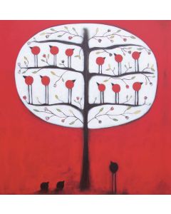 Card - Red & Black Bird Tree by Jody Pratt