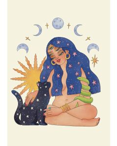 Card - Girl & Cat by Little Eyes Alien