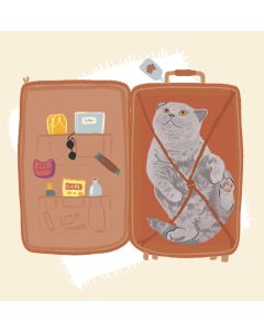 Card - Burmese Cat in a Brown Luggage by Alissa Levy
