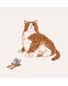 Card - Ginger Cat Having a Cappuccino by Alissa Levy