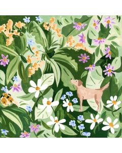 Card - Dog in a Tropical Garden by Sabina Fenn