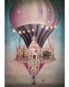 Card - Air Balloon Holding Mansion by Catrin